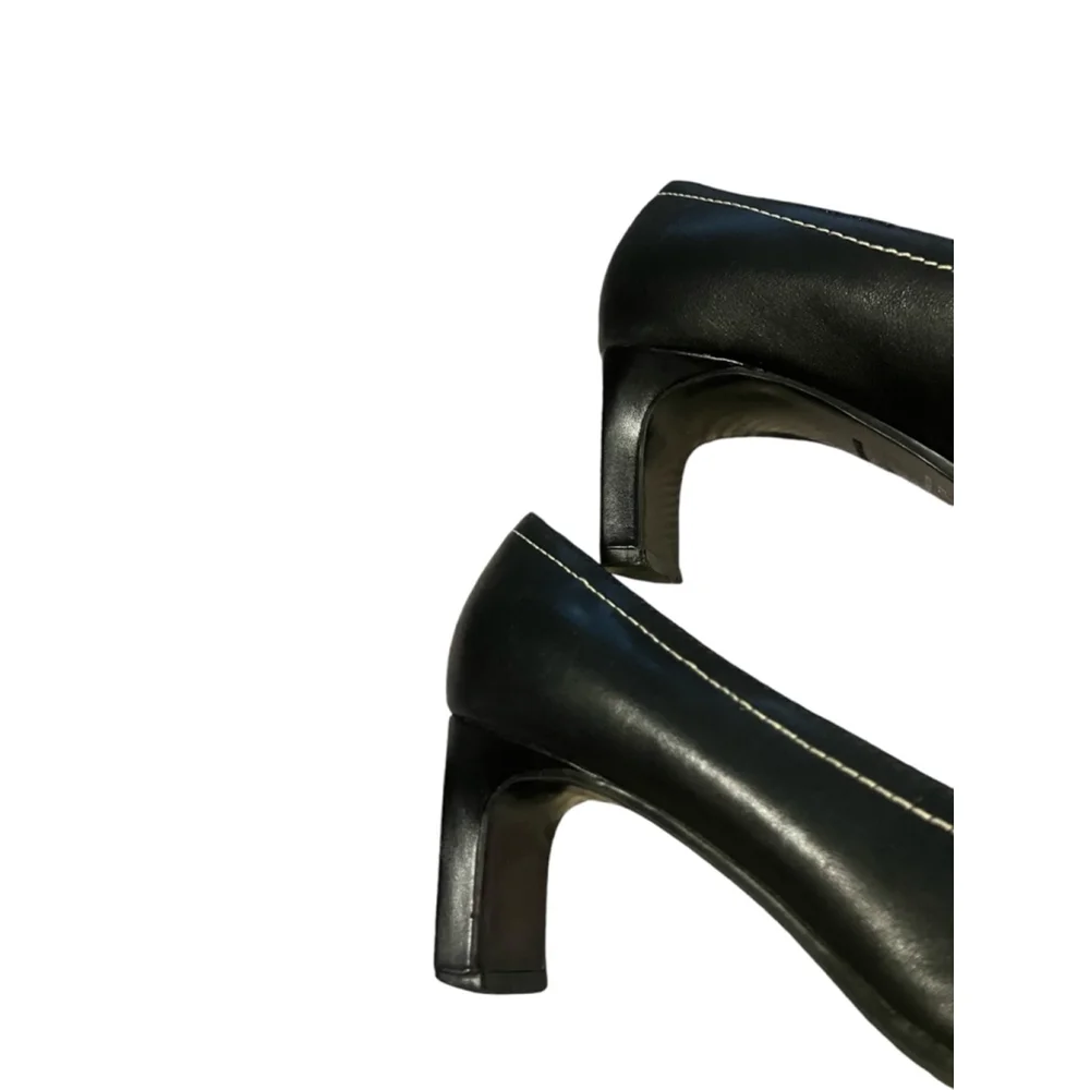 Ipanema Beam Black Leather Mary Jane Pumps Narrow Square Toe Size 6